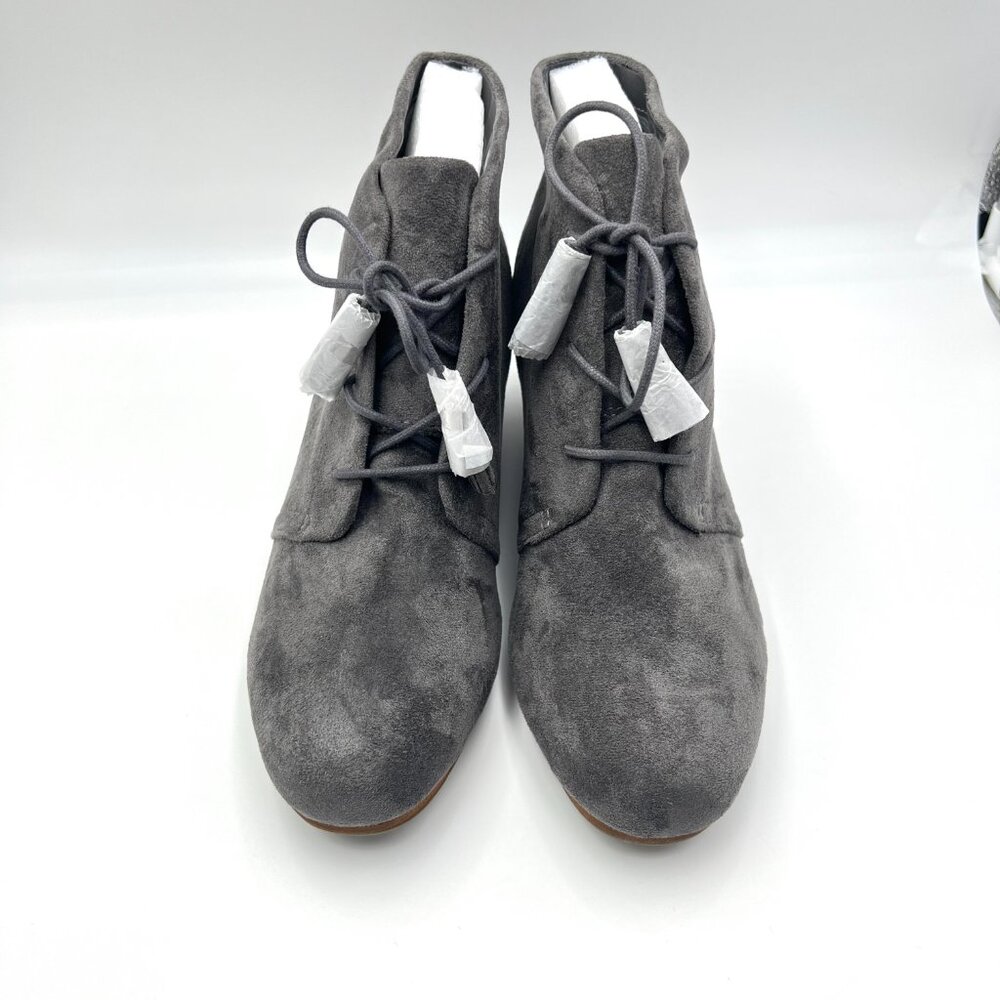 11W 11 WIDE WIDTH Dr Scholls Dakota Gray Microsuede Wedge Ankle Boots Shoes - Picture 2 of 13